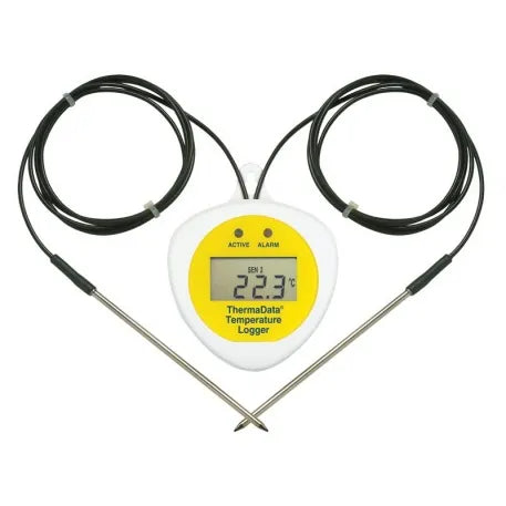ThermaData TD2F Data-Logger - LCD with Two External Fixed Sensors